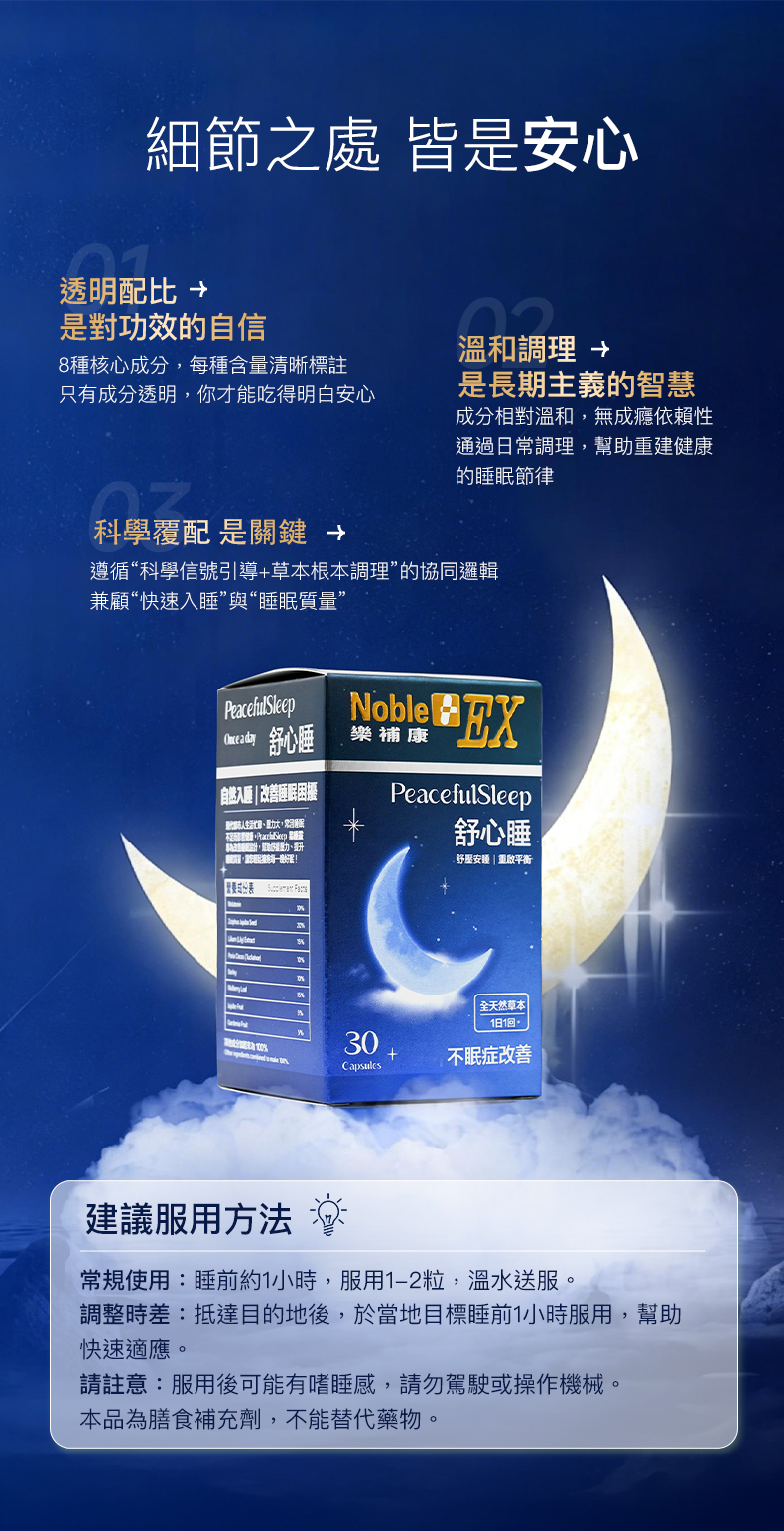 NobleEX 樂補康 PeacefulSleep 舒心睡（30粒膠囊）